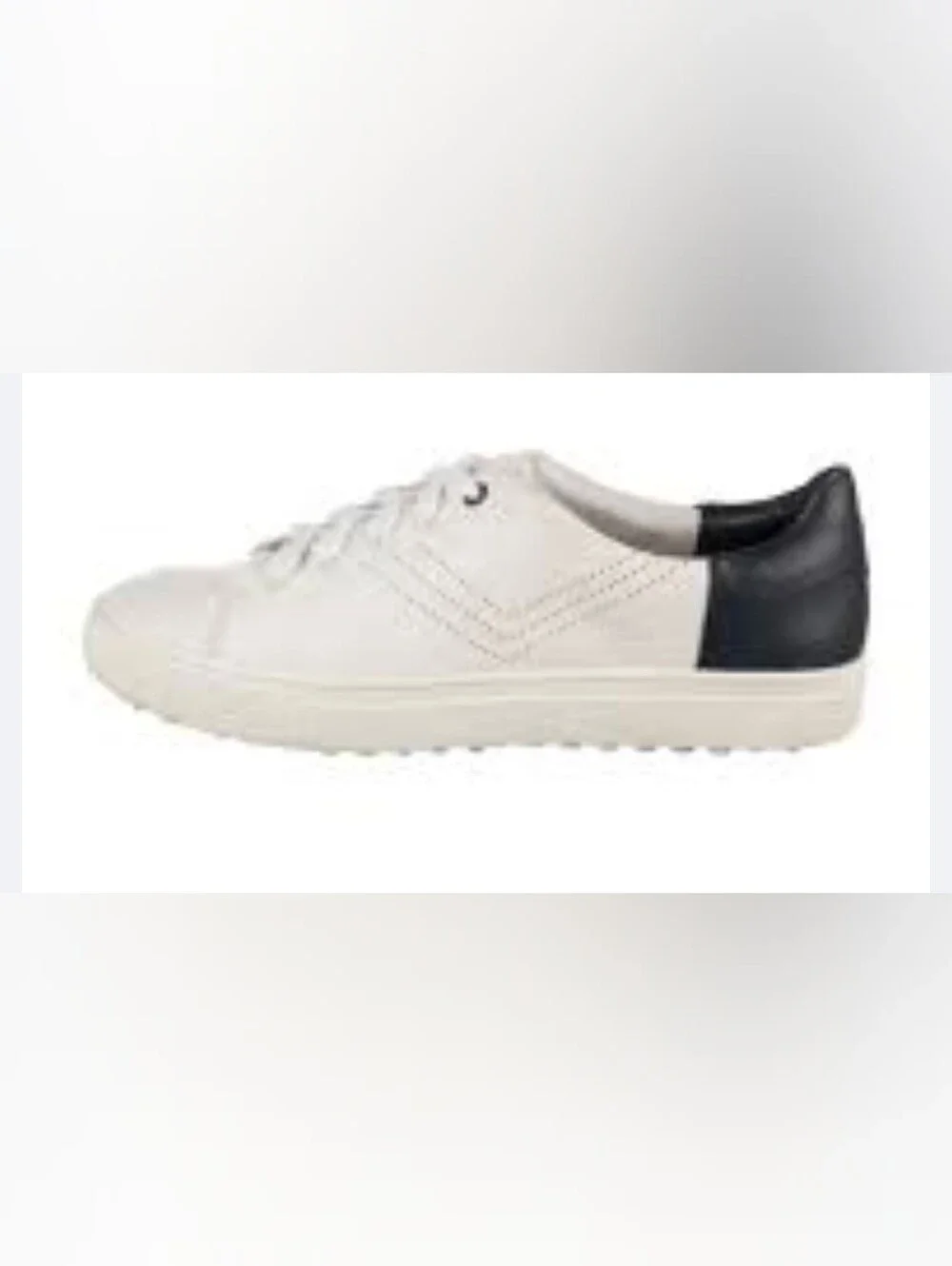 Tory Sport Perforated Lace-Up Leather Golf Sneakers White Navy Size 9